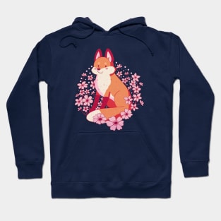 Cute fox with pink flowers Hoodie